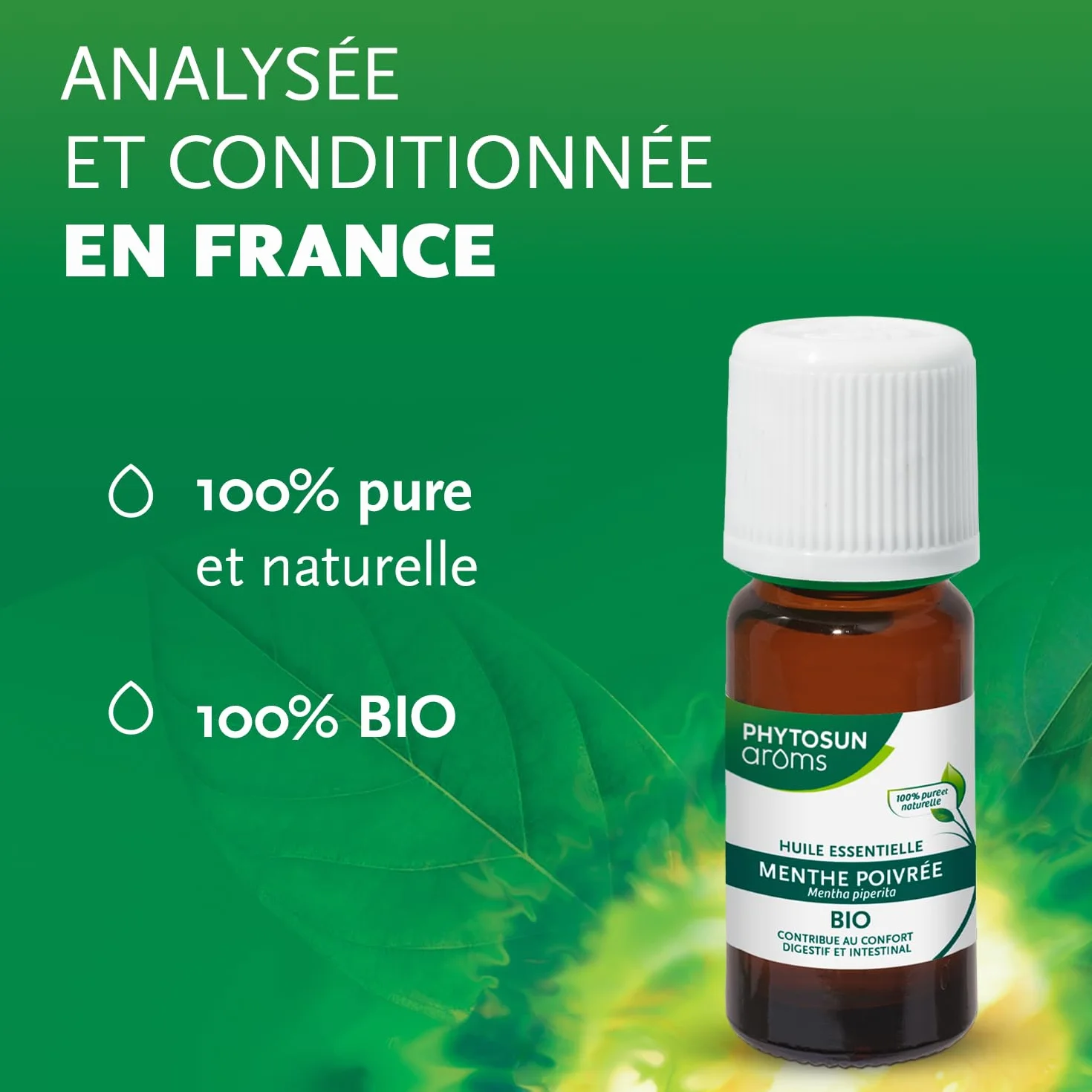 PHYTOSUN AROMS Huile Essentielle Menthe Poivrée Bio HEBBD 100% Pure Naturelle 10 ml