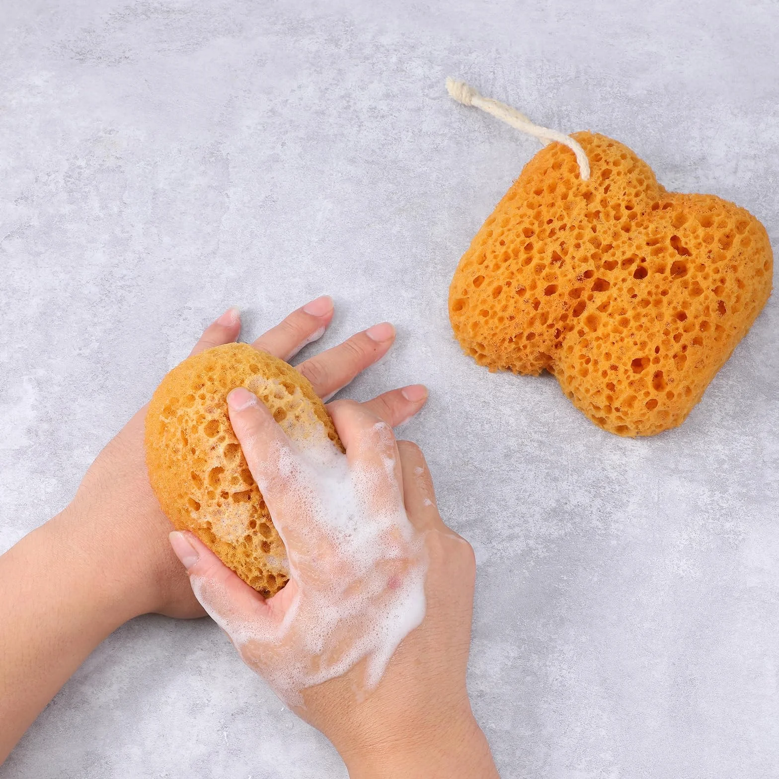 Éponges de bain naturelles exfoliantes en nid d'abeille, lot de 2, ultra douces pour peaux sèches