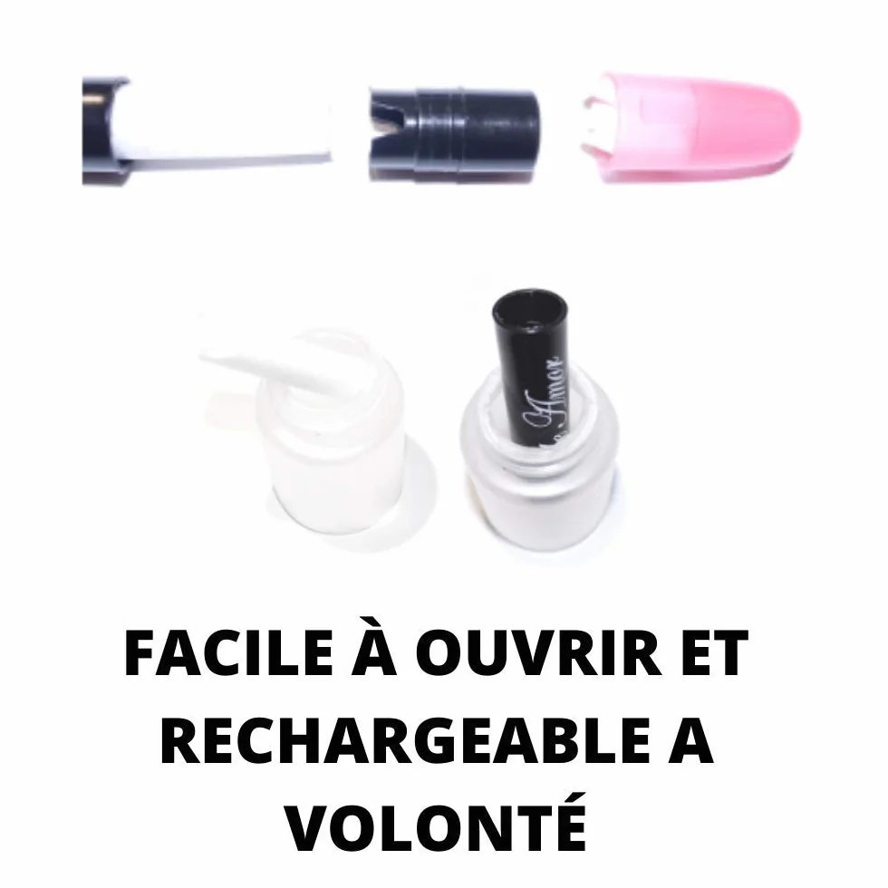 Stylo Correcteur Dissolvant Ongles Vernis Semi Permanent Gel Nail Art Baby Boomer Set 3 Crayons + 9 Mines Rechange