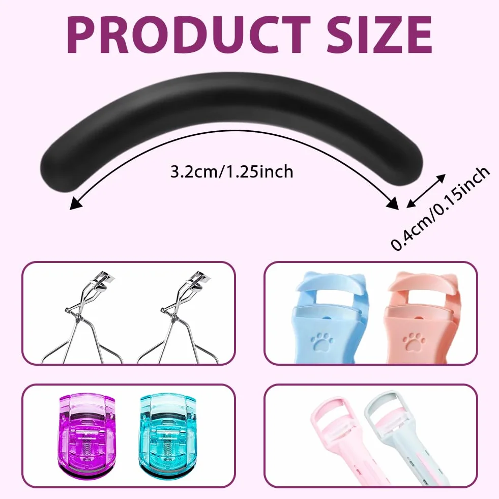 Pads De Rechange En Caoutchouc Pour Recourbe-Cils Universel, 50 Pièces Recharge Recourbe Cils, Accessoires Maquillage avec Boîte de Rangement (Noir)