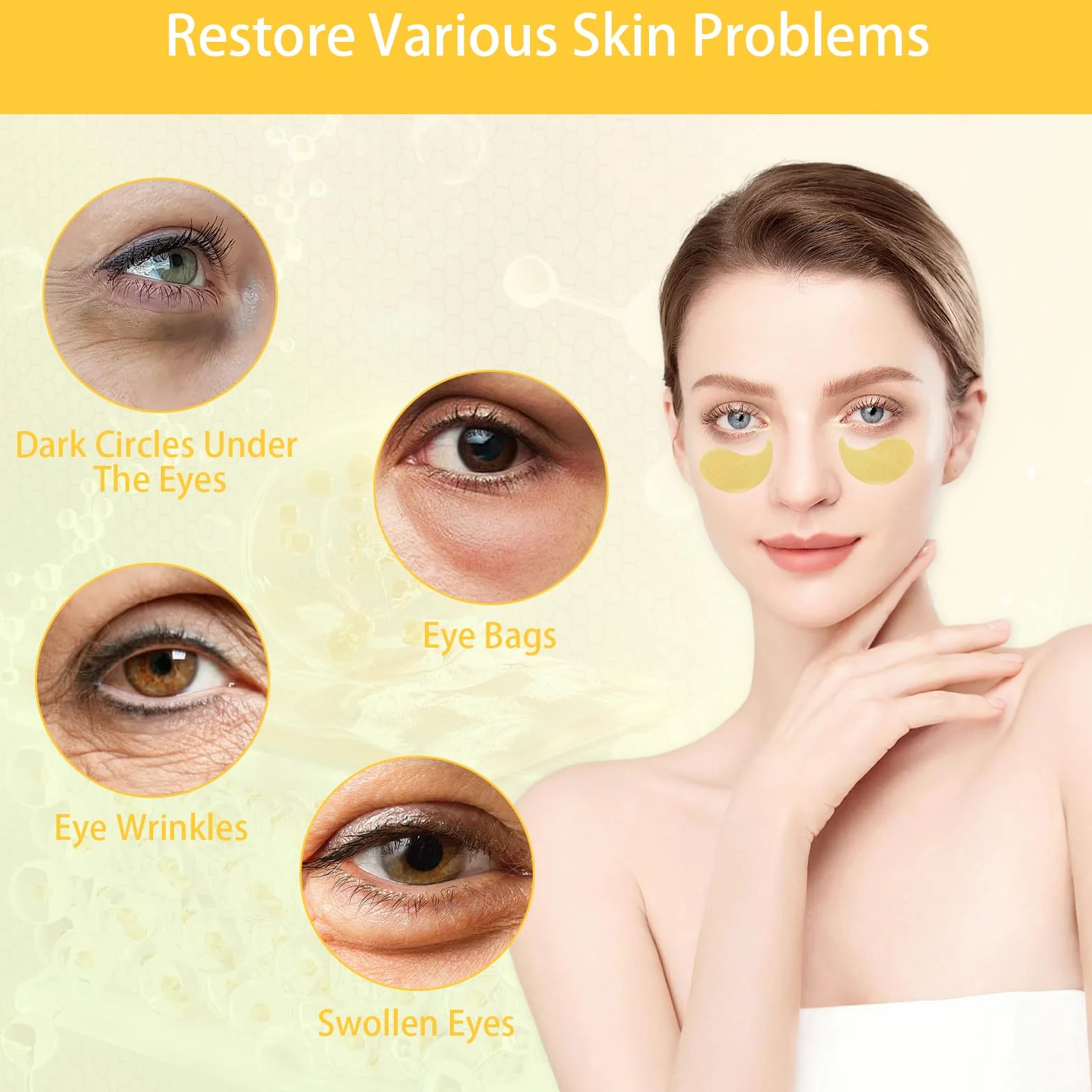 Patchs Yeux Anti Cernes Hyaluron Masque Yeux Hydratant 60 Pièces