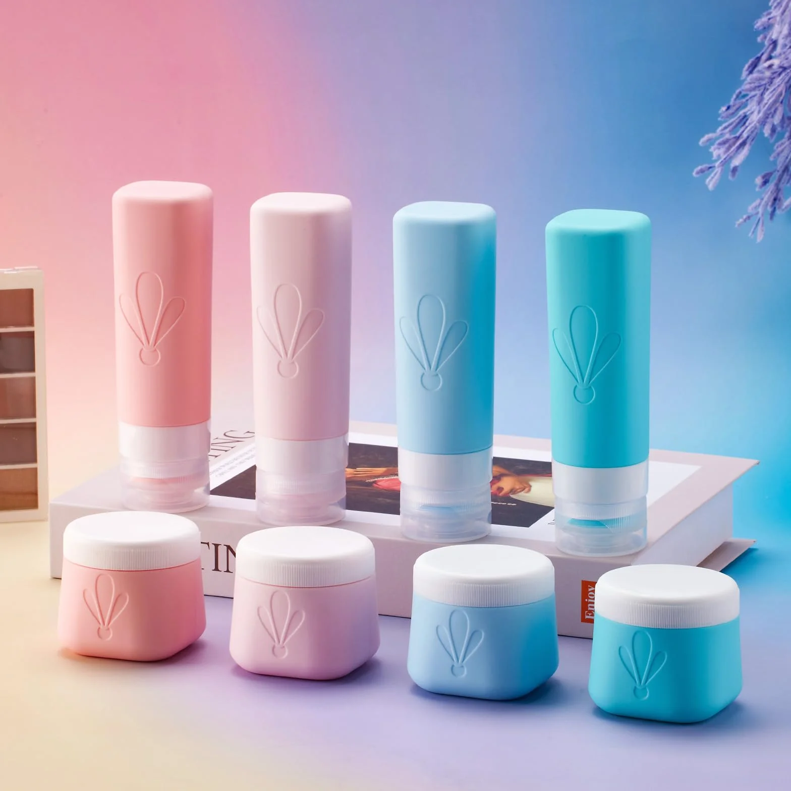 INSFIT Lot de 8 bouteilles de voyage en silicone, bouteilles de voyage approuvées par la TSA à remplir, set de voyage pour liquides de 90 ml et crèmes de 60 ml, bouteilles de voyage anti-fuites