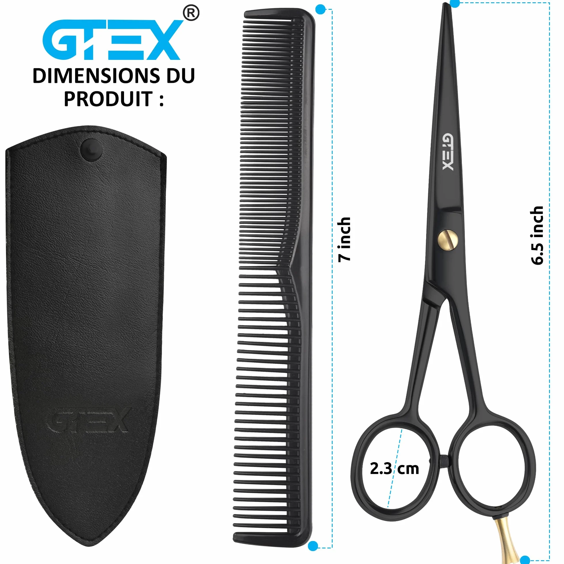 Ciseaux Coiffure Professionnel GTEX 6,5 Pouces Acier Inoxydable Haute Teneur en Carbone