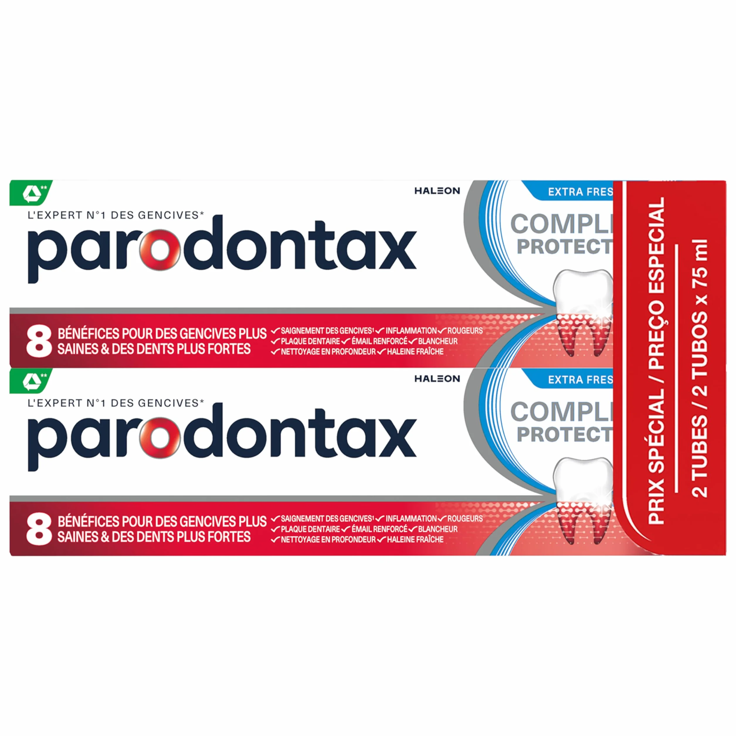 PARODONTAX Dentifrice Complete Protection Fraîcheur Intente 2 x 75 ml