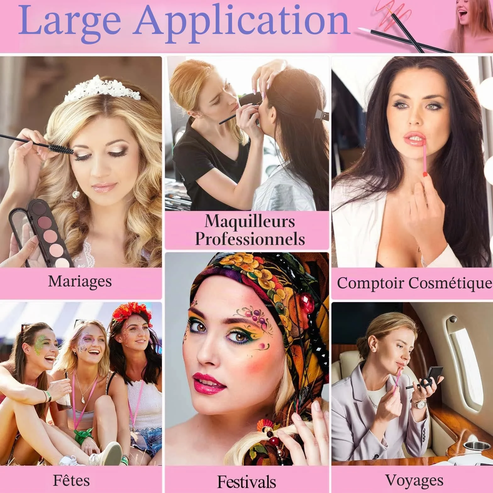 248 pièces kit d'application de maquillage jetable pinceaux eyeliner houppettes triangulaires