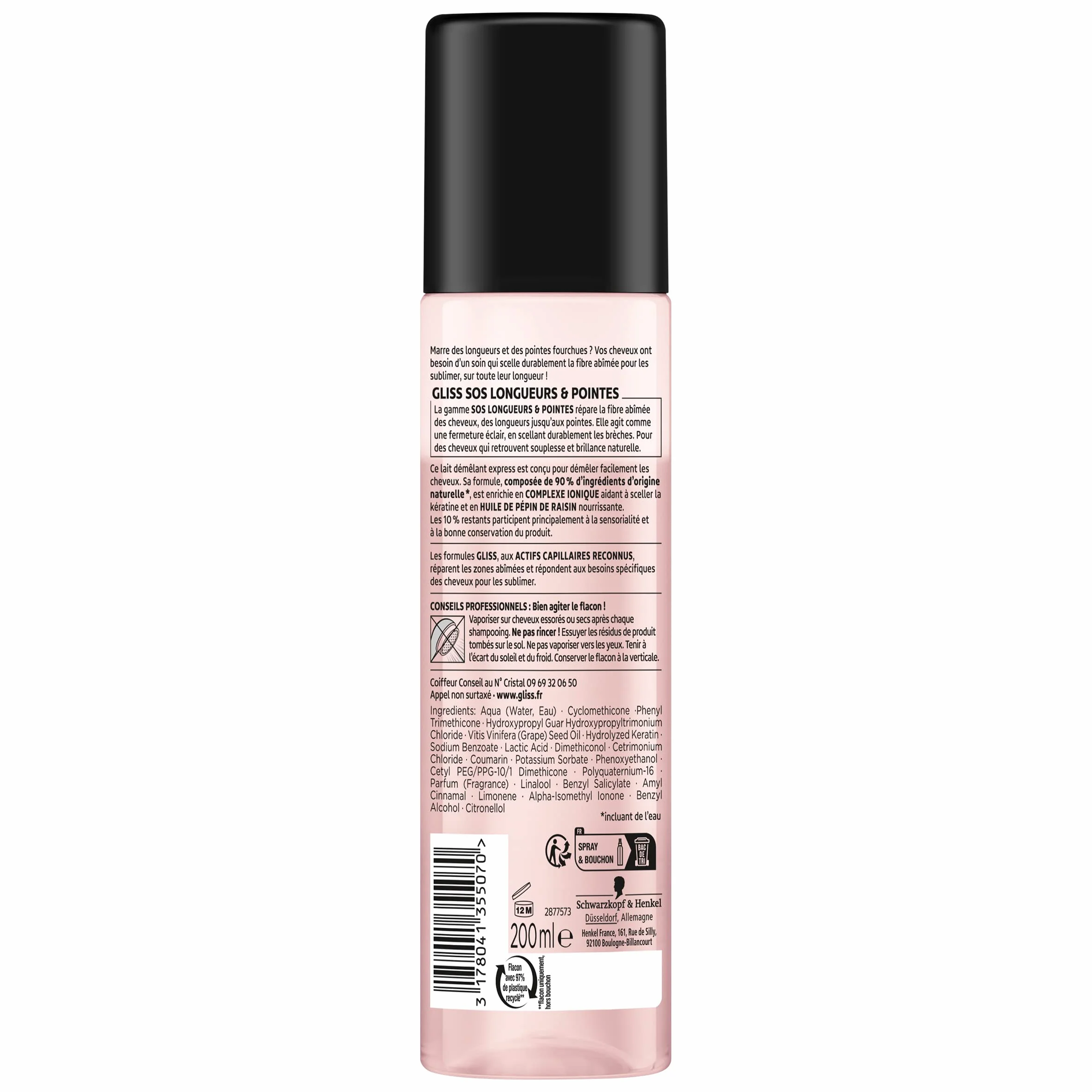 Schwarzkopf Gliss Lait Démêlant Express SOS Longueur & Pointes 200 ml