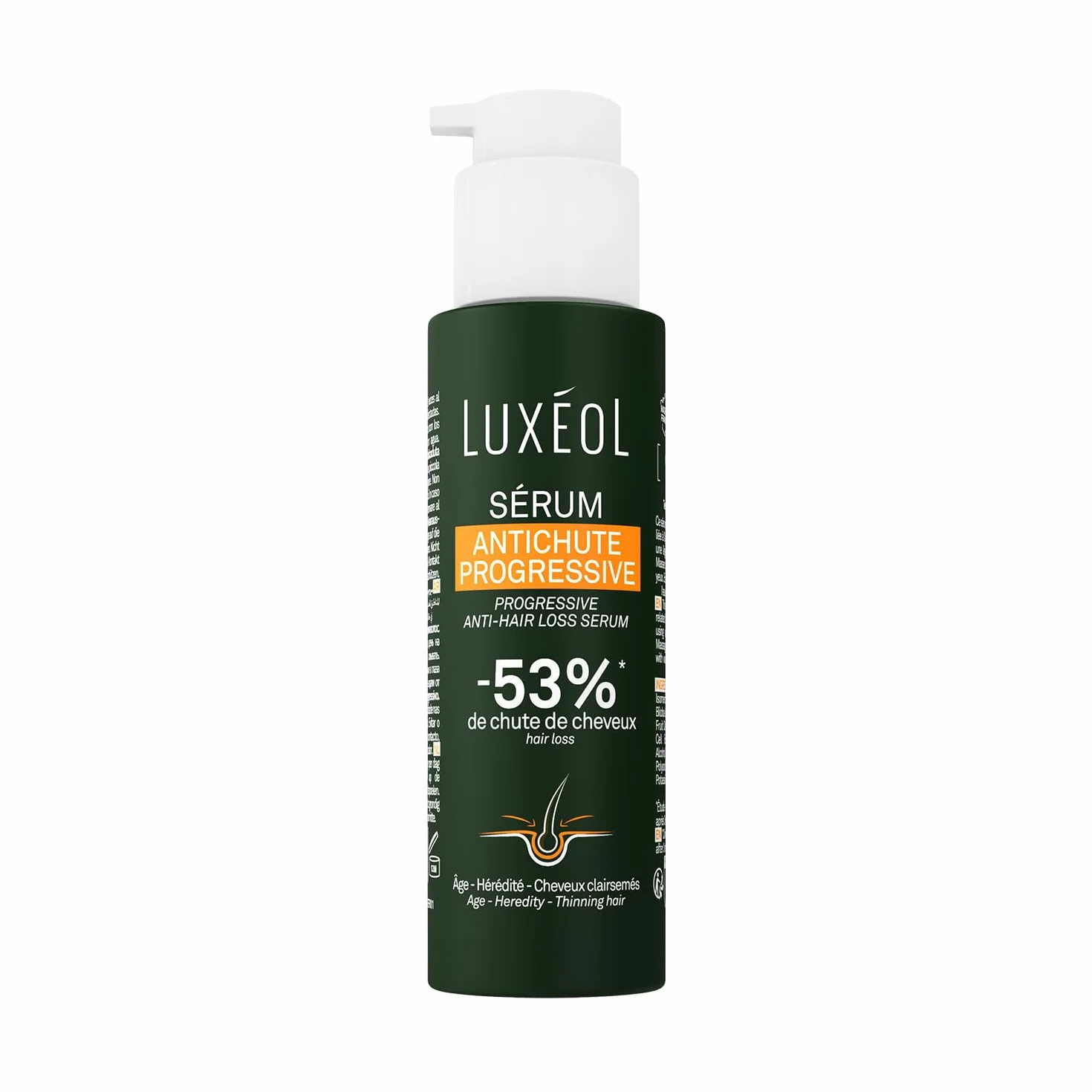 LUXEOL - Sérum Cheveux Antichute Progressive - Âge, Hérédité, Clairsemés - 3669 Cheveux Sauvés de la Phase de Chute* - 96% D'Ingrédients D'Origine Naturelle - Sans Silicones - Made In France - 100 ml