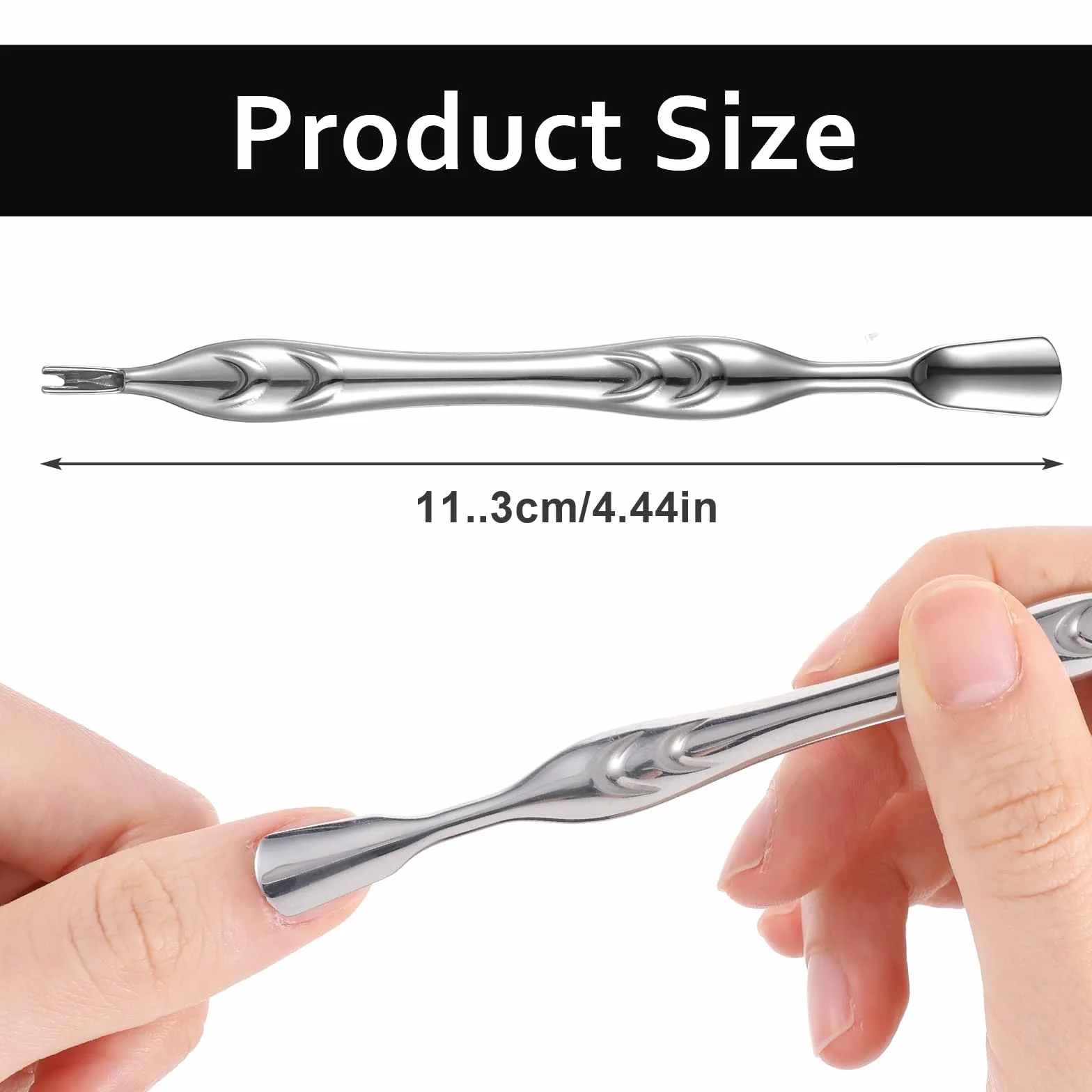 Repousse-cuticules en acier inoxydable 2 en 1, coupe-cuticules double tête, outil de manucure