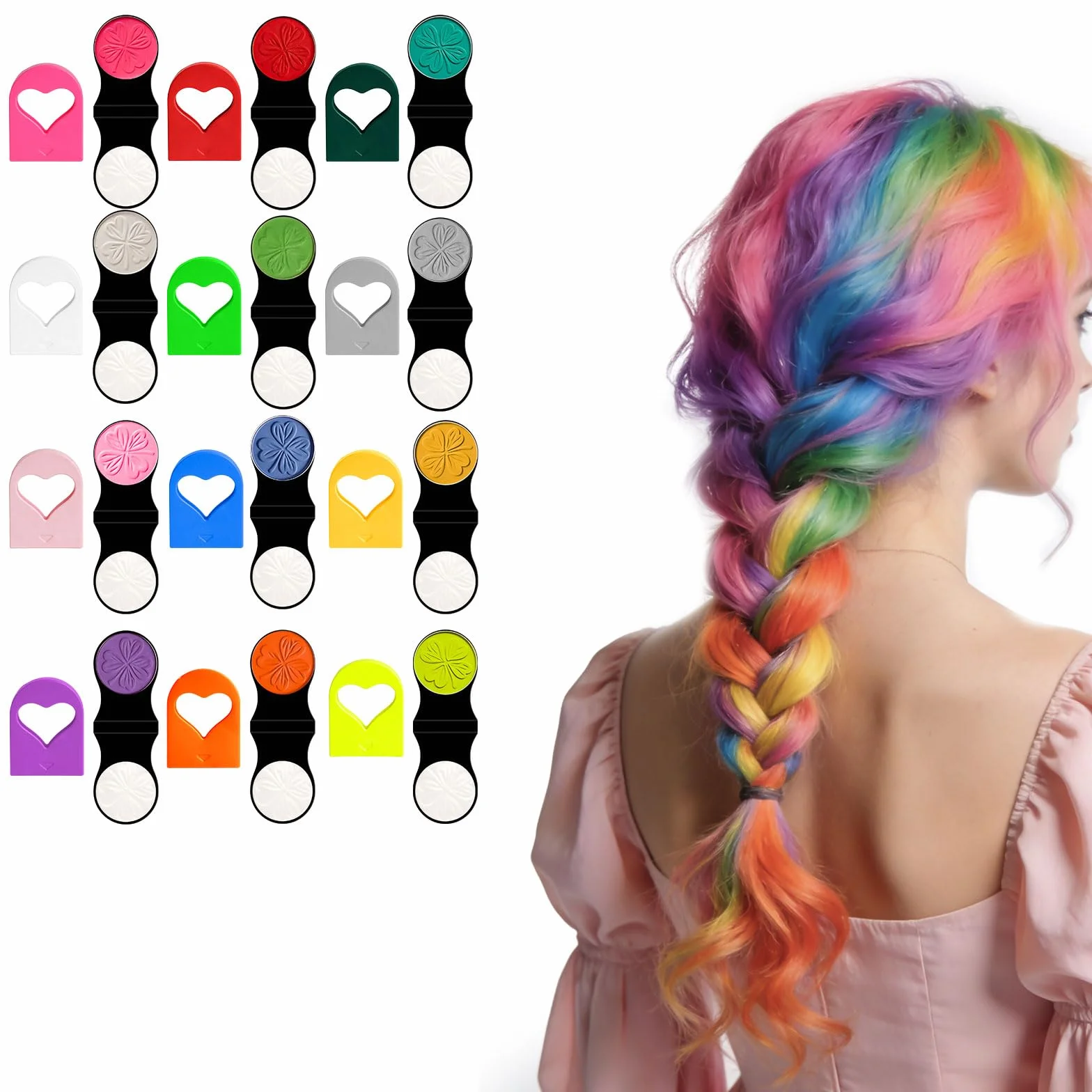 Craie Cheveux Colorées Lot de 12, Coloration Temporaire Lavable pour Carnaval Fêtes Enfants