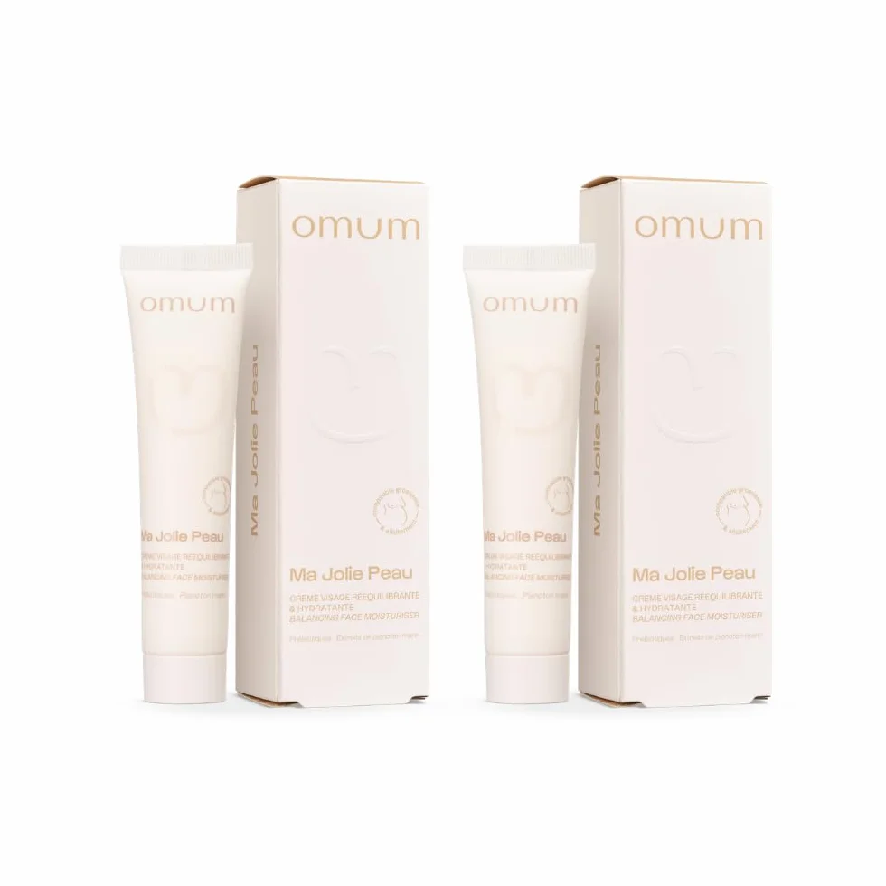OMUM - Ma Jolie Peau - Crème visage rééquilibrante & hydratante aux prébiotiques naturels - Peaux mixtes et peaux fragilisées - Anti rougeur et anti bouton - Compatible grossesse - Vegan - 40 ml