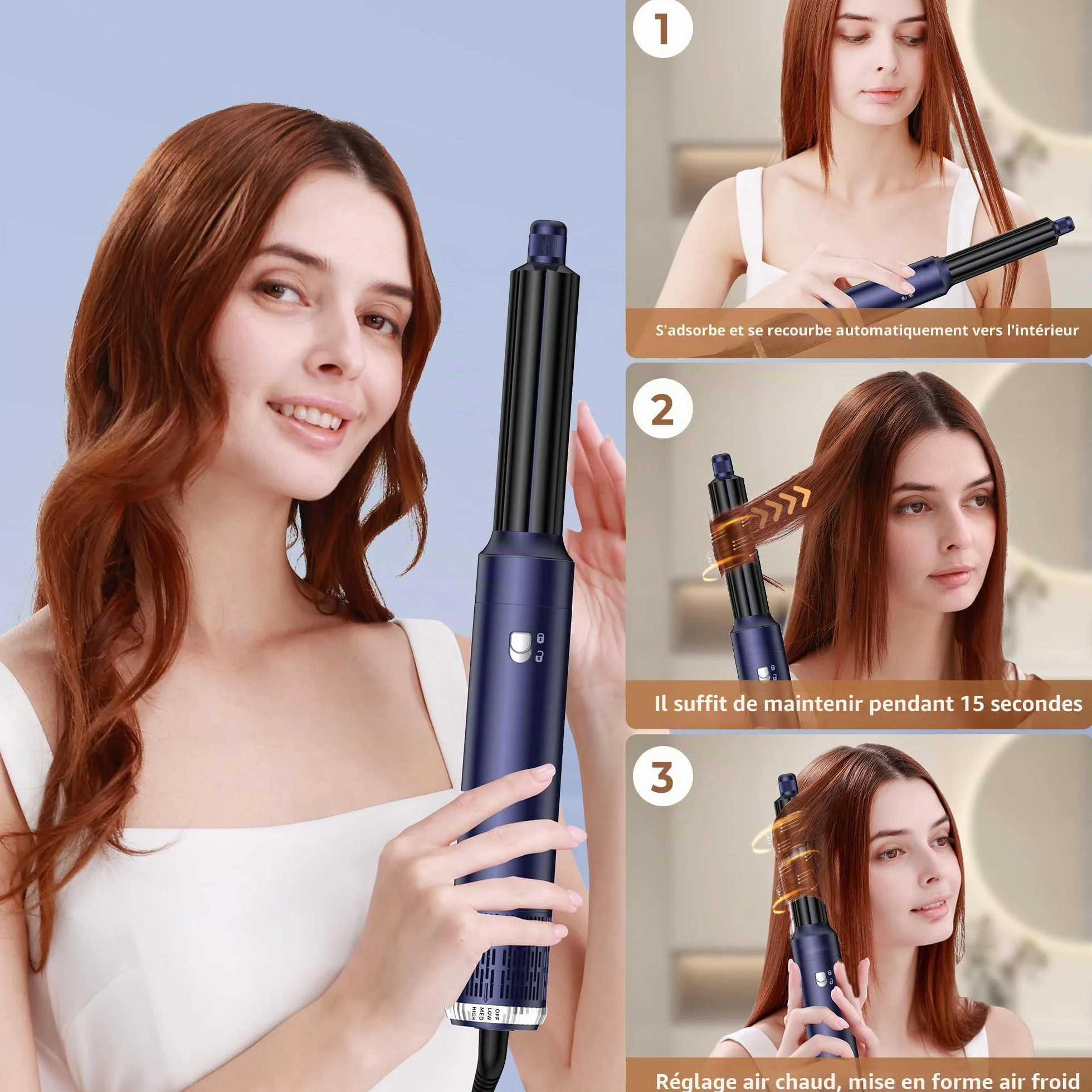 MogaWave Air Styler Pro 1000W Air Brush Hair Styler Brosse Soufflante Seche Cheveux