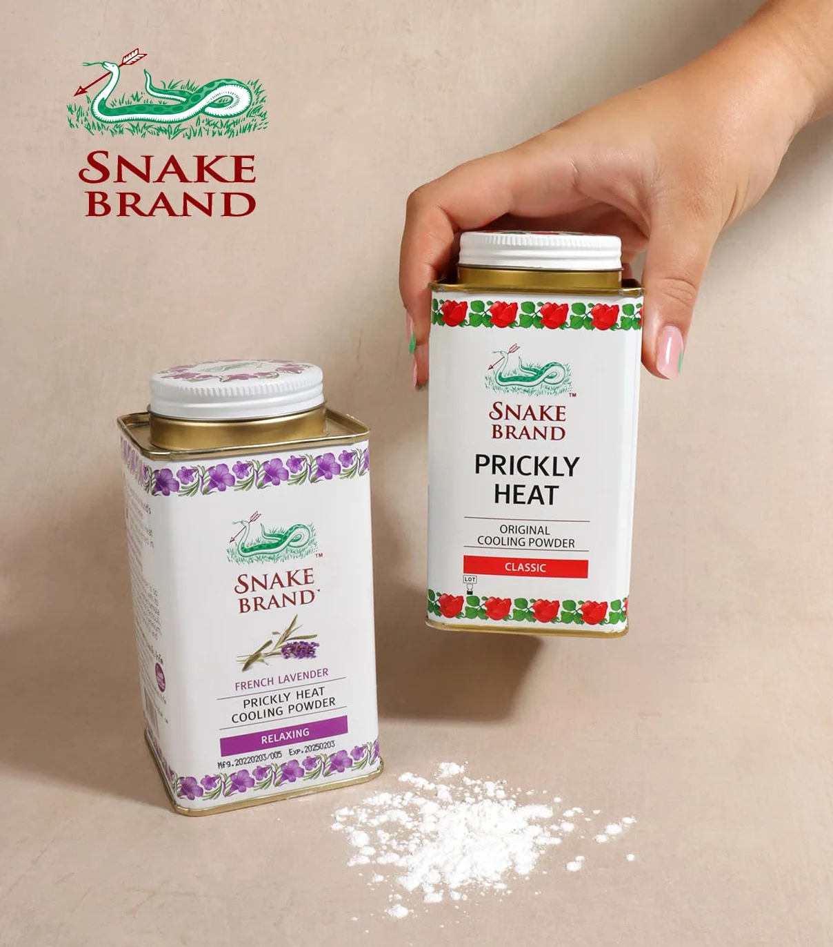 SNAKE BRAND Poudre rafraîchissante pour le corps Lavande 140 g Lot de 2