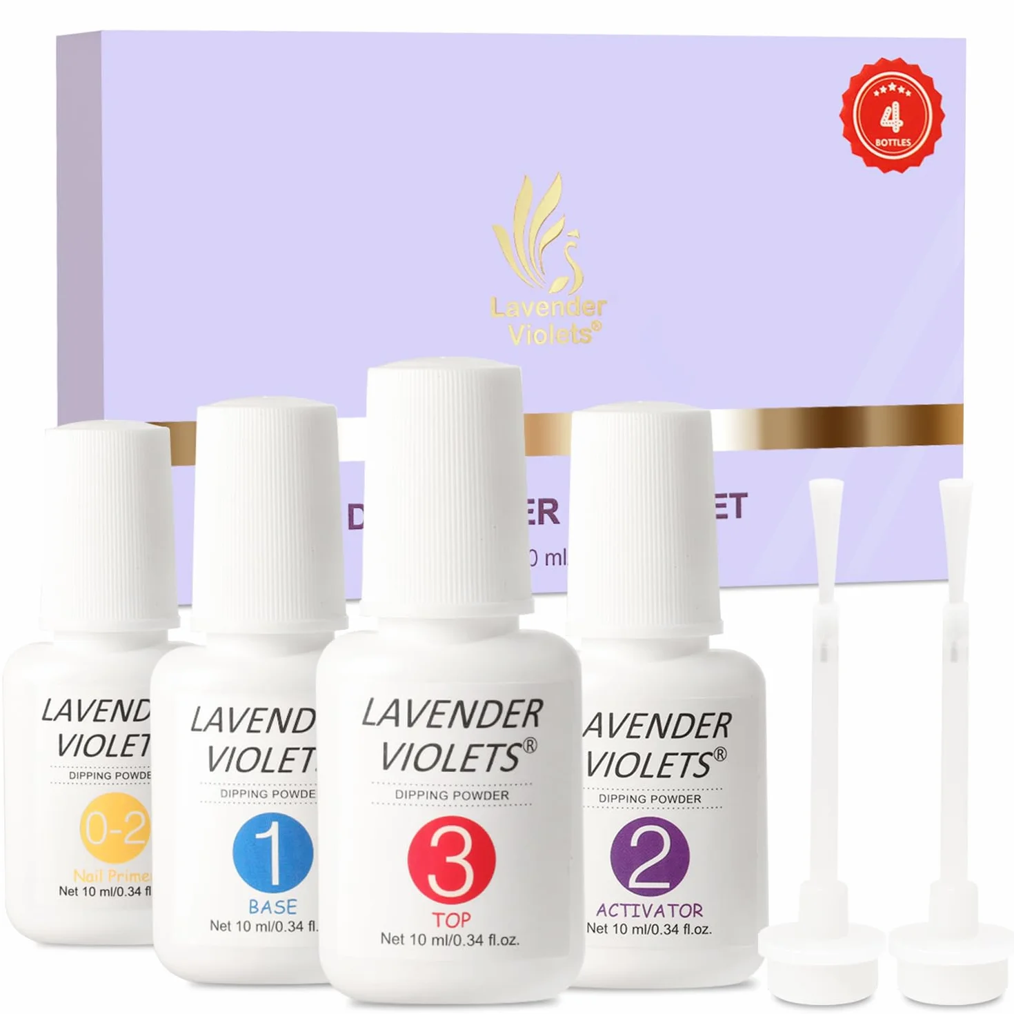 Lavender Violets Dip Powder Nail Kit with Primer, Activator, Base & Top Coat, Brush, Portable Set J781