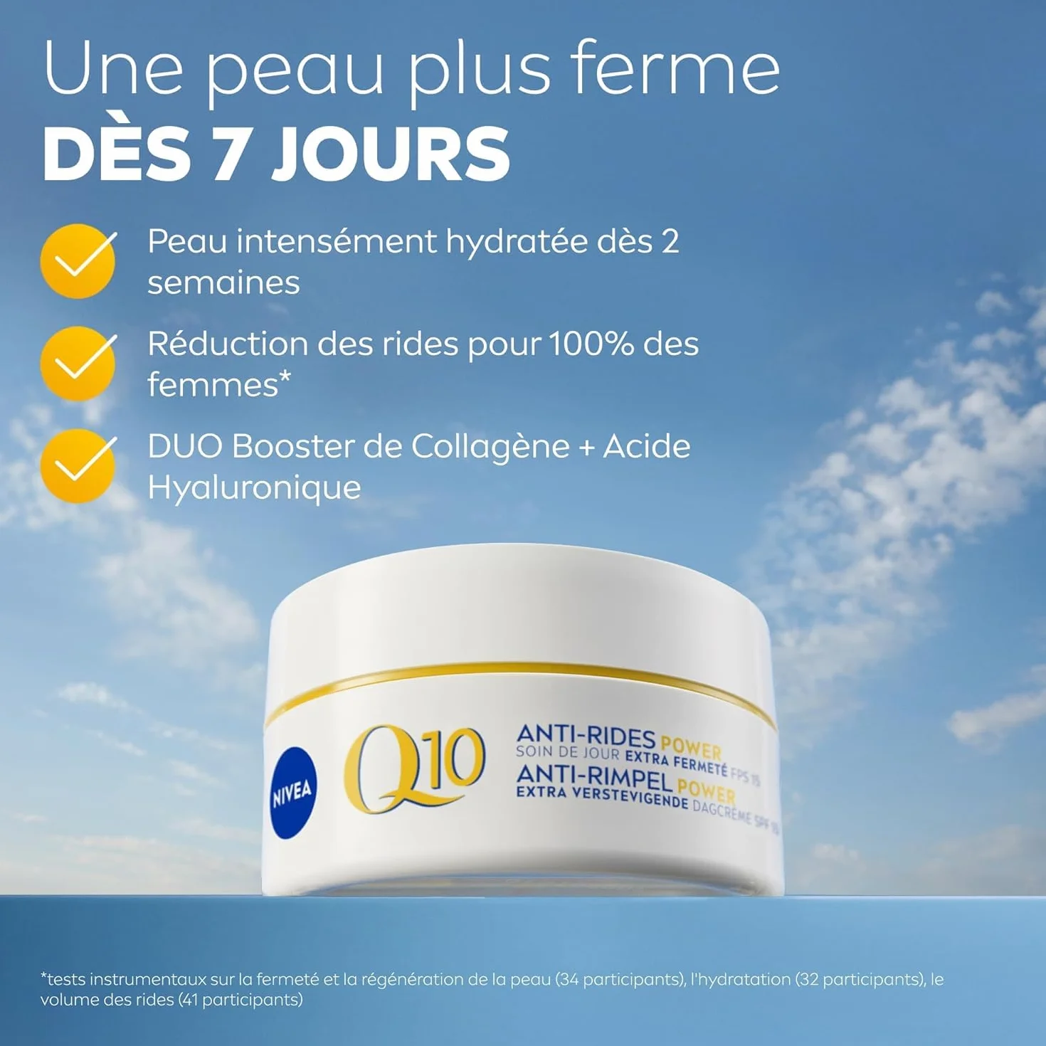 NIVEA Coffret Visage Q10 Power Anti-Rides Crème Jour FPS15 Crème Nuit Raffermissante Acide Hyaluronique 2x50ml