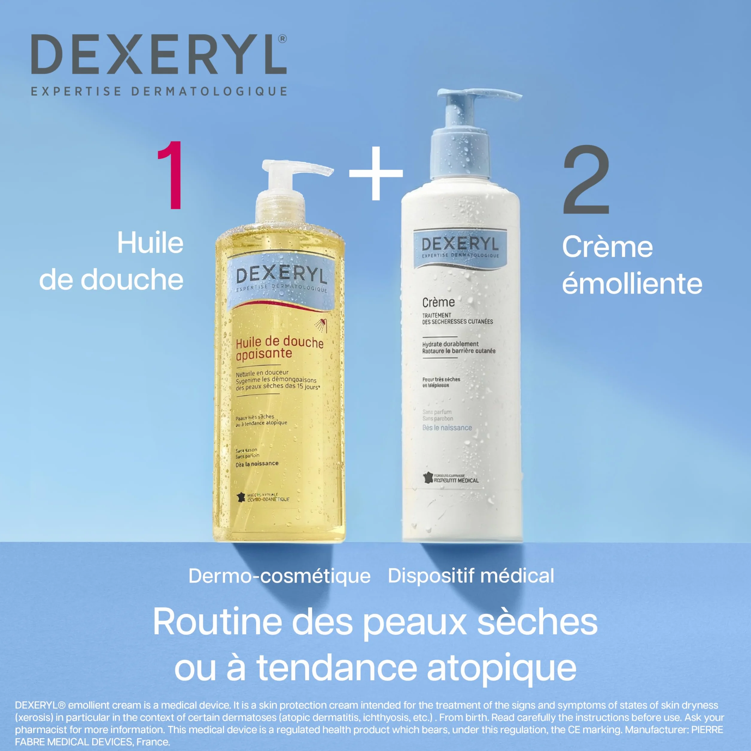 DEXERYL Huile de Douche Apaisante 1L Peaux Très Sèches Atopique Sans Savon Sans Parfum
