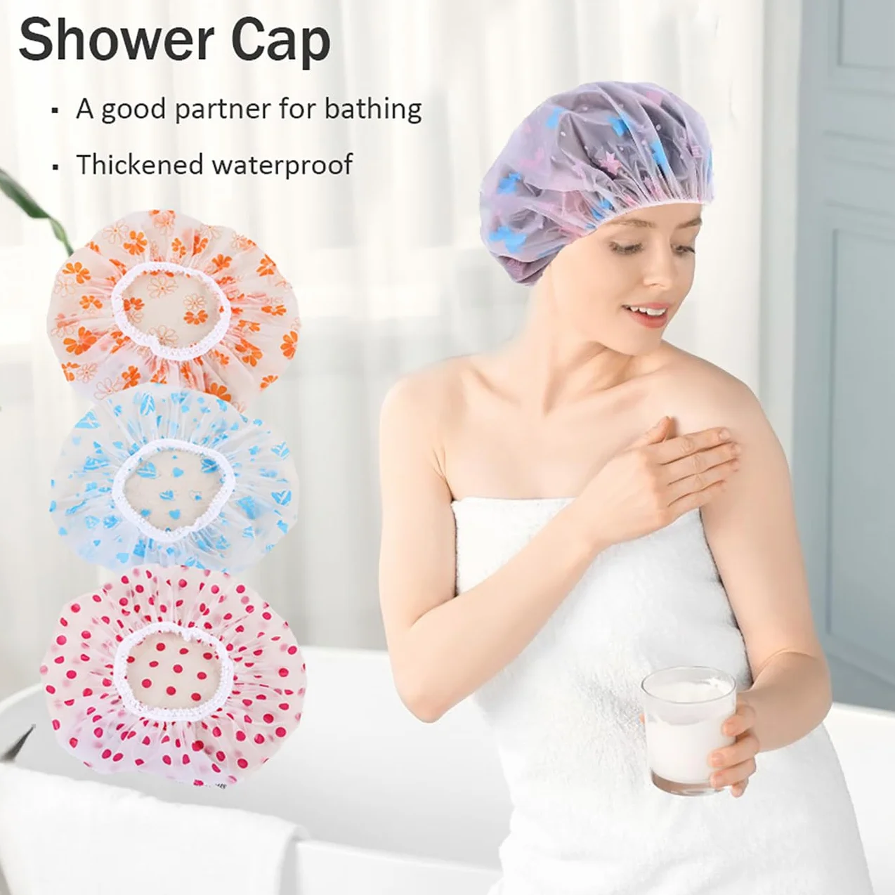 Bonnet de Douche Femme Imperméable Réutilisable 10 Pièces Bande Élastique SPA Salon