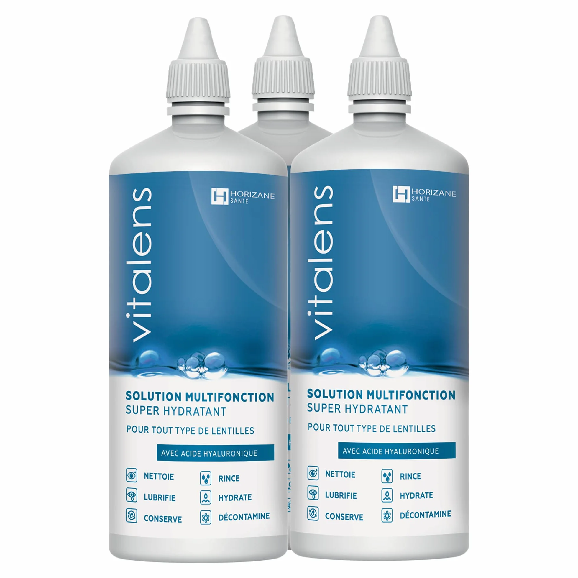 VITALENS Solution Multifonction Lentilles de Contact 6 en 1 Acide Hyaluronique 3x360ml