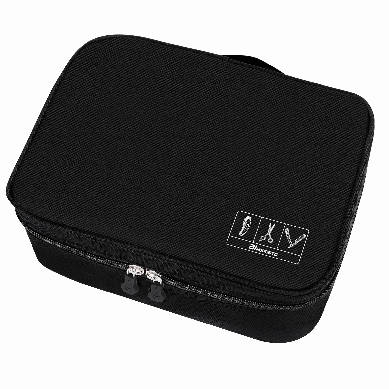 Sac à outils de barbier - Sac de voyage pour tondeuse et fournitures de coupe de cheveux - Sac de rangement portable pour coupe de cheveux - Noir