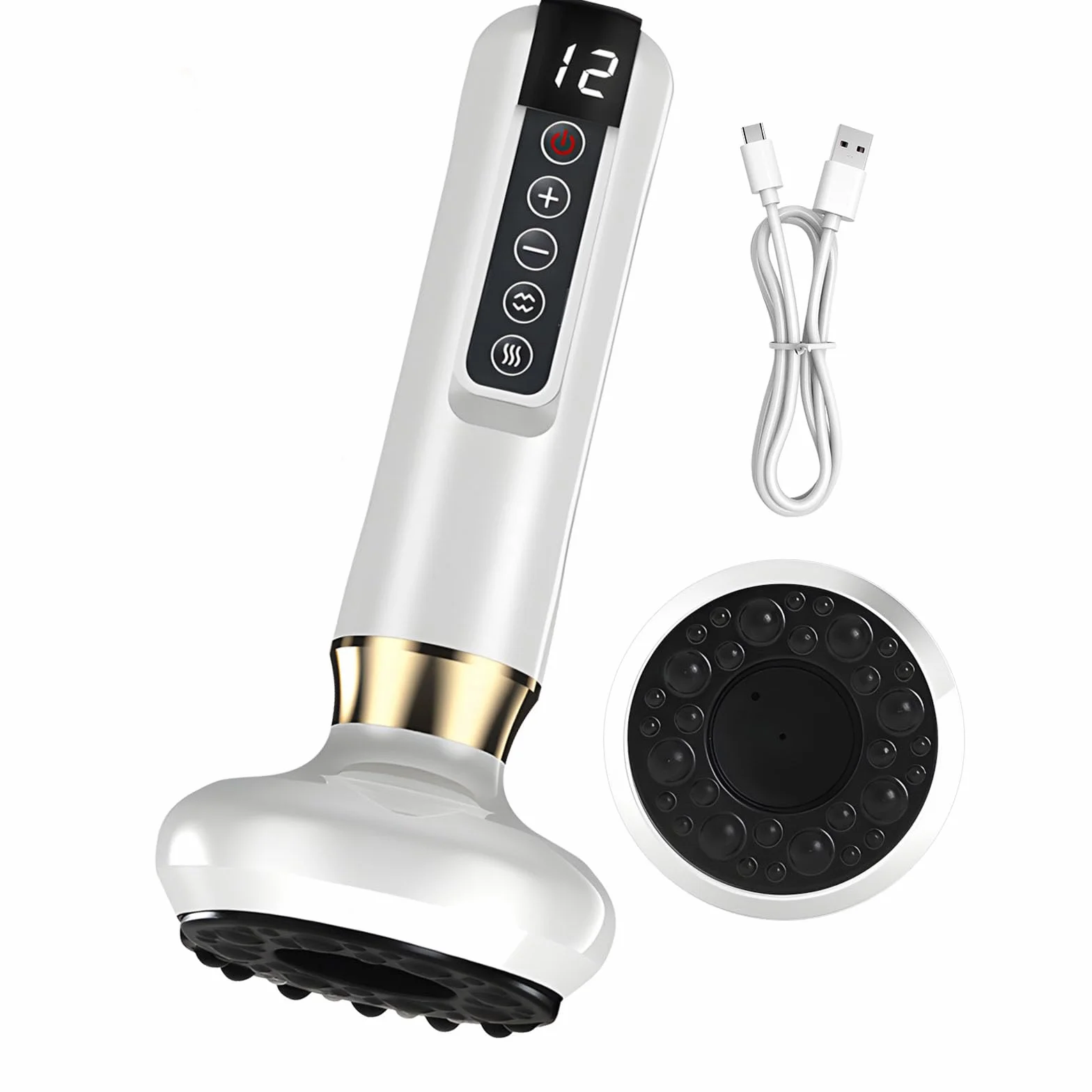 Appareil de Massage par Ventouse Électrique,Appareil de Massage Anti-Cellulite pour Jambes/Ventre/Bras,Appareil Anti-Cellulite,Appareil de Drainage Lymphatique avec 12 Programmes&4 Modes